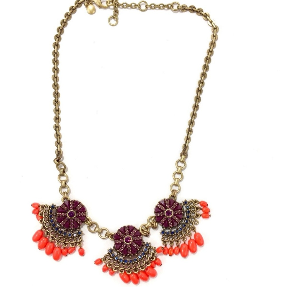 J Crew Statement Necklace Gold Tone Chain Large